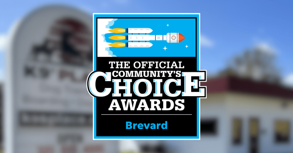 Official Brevard Community Choice Awards graphic celebrating K9s Place being recognized as one of Brevard County's top pet service providers.